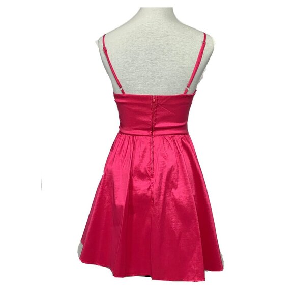 Honey and Rosie Hot Pink Satin V-Neck Fit & Flare Party Dress Sz 5 Cocktail Mini - Picture 3 of 13